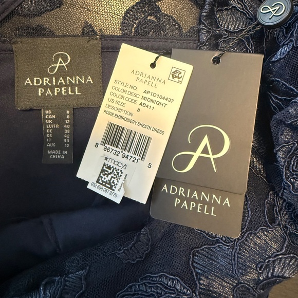 Adrianna Papell Women's  Rosie Embroidered Sheath Dress Size‎ 8 - Picture 7 of 11
